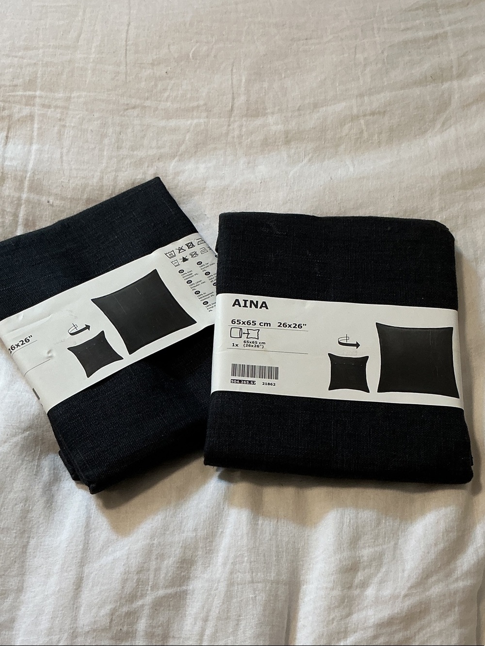NWT two dark charcoal grey Alina pillow covers 26” by 26”
